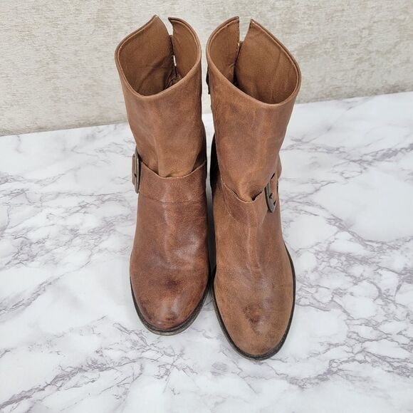 Lucky Brand Tommie Women's Brown Leather Ankle Boots with Buckle Detail - Picture 2 of 12